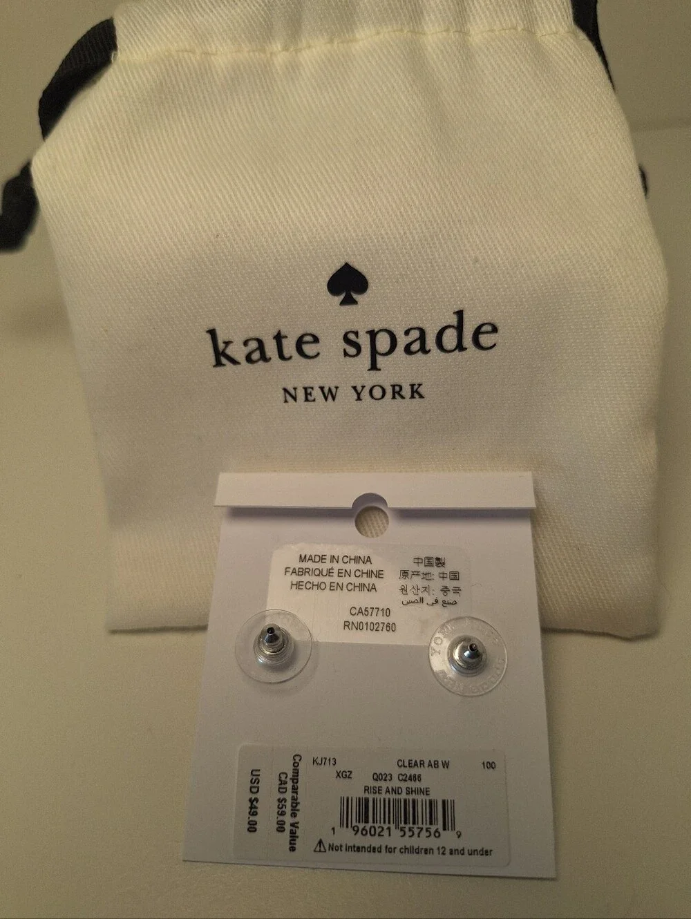 Kate Spade Rise & Shine Silver Stud Earrings NWT - Picture 4 of 4